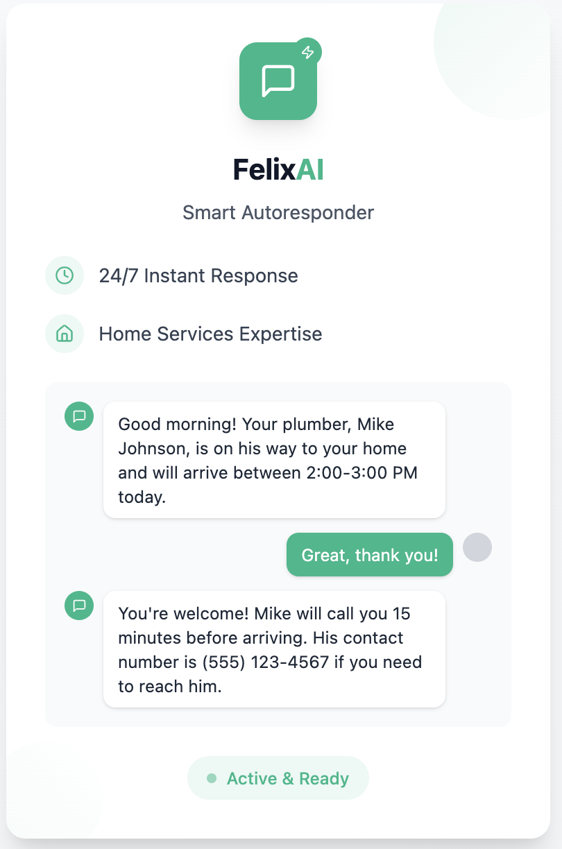 Felix AI Smart Autoresponder Interface